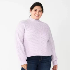 Juniors' Plus Size SO® Mockneck Sweater -Cheap SO Store 5666305 Larue Lavender