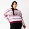 Juniors' Plus Size SO® Fuzzy Cropped Print Sweater -Cheap SO Store 5666507 Purple Maroon Geo
