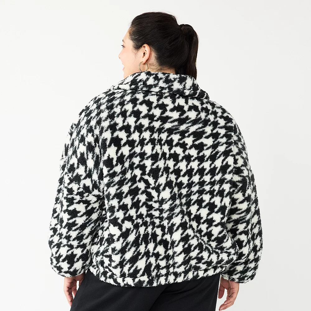 Juniors' Plus Size SO® Sherpa Full Zip Jacket 4 Juniors' Plus Size SO® Sherpa Full Zip Jacket - Image 2