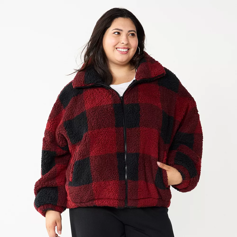 Juniors' Plus Size SO® Sherpa Full Zip Jacket 3 Juniors' Plus Size SO® Sherpa Full Zip Jacket