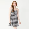 Juniors' SO® Hook & Eye Mini Dress -Cheap SO Store 5685007 Black Silver Argyle
