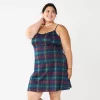 Juniors' Plus Size SO® Print Fit & Flare Mini Dress -Cheap SO Store 5685200 Navy Green Plaid