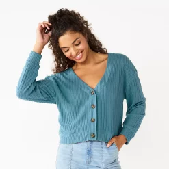 Juniors' SO® Cropped Button-Front Cardigan -Cheap SO Store 5685552 Cove Blue