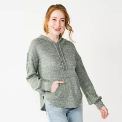 Juniors' SO® Balloon Sleeve Solid Hoodie -Cheap SO Store 5685563 Cleveland Green