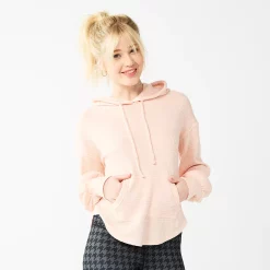 Juniors' SO® Balloon Sleeve Solid Hoodie -Cheap SO Store 5685563 Hazy Peach