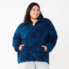 Juniors' Plus Size SO® Quarter Zip Sherpa Jacket -Cheap SO Store 5686225 Dark Blue Marble
