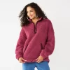 Juniors' SO® Quarter Zip Sherpa Jacket -Cheap SO Store 5686355 Walden Berry