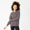 Juniors' SO® 1/4 Snap Hoodie -Cheap SO Store 5698035 Gray Haze