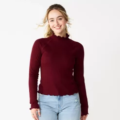 Juniors' SO® Cozy Mockneck Top -Cheap SO Store 5703731 Aged Wine