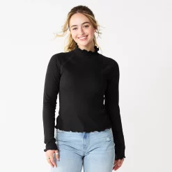 Juniors' SO® Cozy Mockneck Top -Cheap SO Store 5703731 Black Luxe