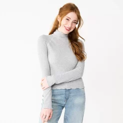 Juniors' SO® Cozy Mockneck Top -Cheap SO Store 5703731 Gray Fox Heather