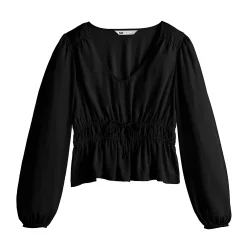 Juniors' SO® Cinched Waist Cropped Satin Top -Cheap SO Store 5714526 ALT5