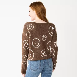 Juniors' SO® Printed V-Neck Pullover Sweater -Cheap SO Store 5726959 ALT