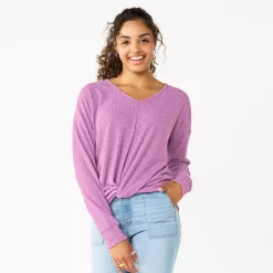 Juniors' SO® Ribbed Front Twist Top -Cheap SO Store 5736217 Orchid Bracelet