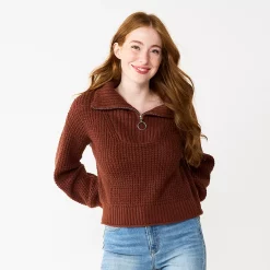 Juniors' SO® Quarter Zip Sweater -Cheap SO Store 5737299 Nessa Brown