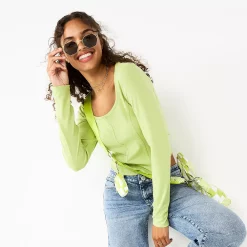 Juniors' SO® Cropped Seam Top -Cheap SO Store 5738968 Remote Green