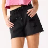 Juniors' SO® Super High-Rise Boyfriend Midi Shorts -Cheap SO Store 5744783 Black