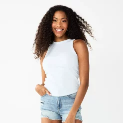 Juniors' SO® Ribbed High-Neck Tank