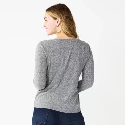 Juniors' SO® Essential V-Neck Long Sleeve Tee -Cheap SO Store 5830223 ALT