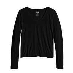 Juniors' SO® Essential V-Neck Long Sleeve Tee -Cheap SO Store 5830223 ALT5