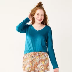 Juniors' SO® Essential V-Neck Long Sleeve Tee -Cheap SO Store 5830223 Ozark Blue