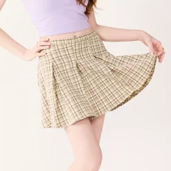 Juniors' SO® Pleated High-Rise Mini Skirt 14 Juniors' SO® Pleated High-Rise Mini Skirt -Cheap SO Store 5858747 Yellow Brown Plaid