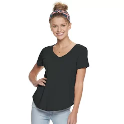 Juniors' SO® Favorite V-Neck Short Sleeve Tee -Cheap SO Store 6171841 Black Luxe
